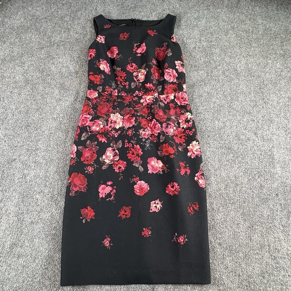 Talbots Dress 2 Black Floral Pencil Career Elegant Office Wedding Guest Cocktail